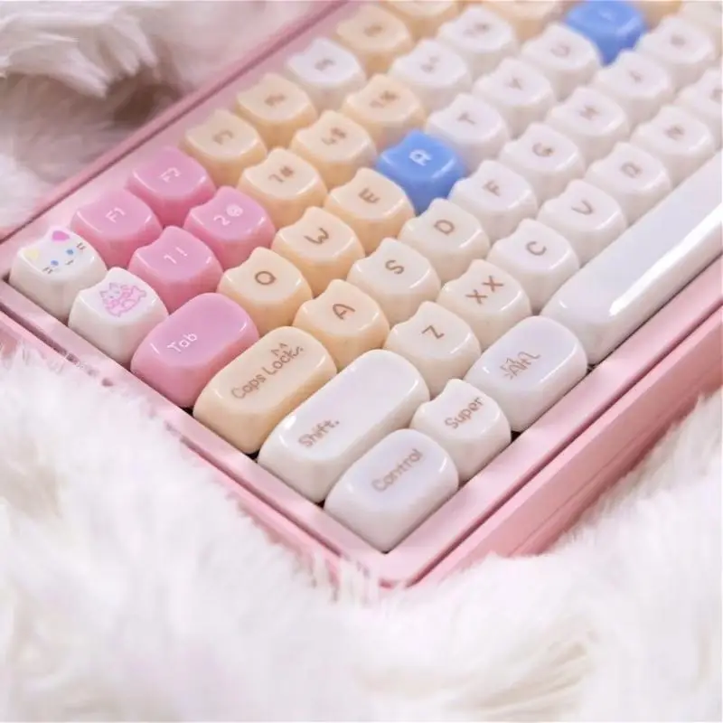 Y1UB PBT Keycaps Set For Mechanical Keyboards Switches Including 148 Keys With Delightful Ragdoll Kitten Pattern And MOA Height