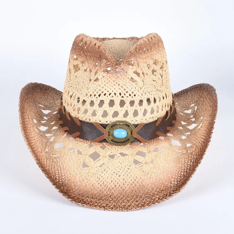 New Summer Western Cowboy Hat Woman Men 2025 Adult Vintage Ladies Beach Straw Sun Hat Cowgirl Cap Wide Brim Jeans Hats