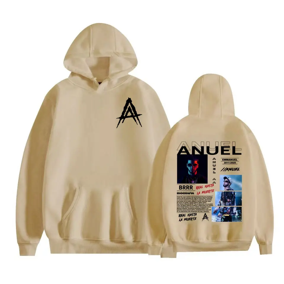 Rapper Anuel AA Real Hasta La Muerte 2025 Graphic Hoodie Men Women Fashion Hip Hop Harajuku Pullover Long Sleeve Sweatshirt Tops
