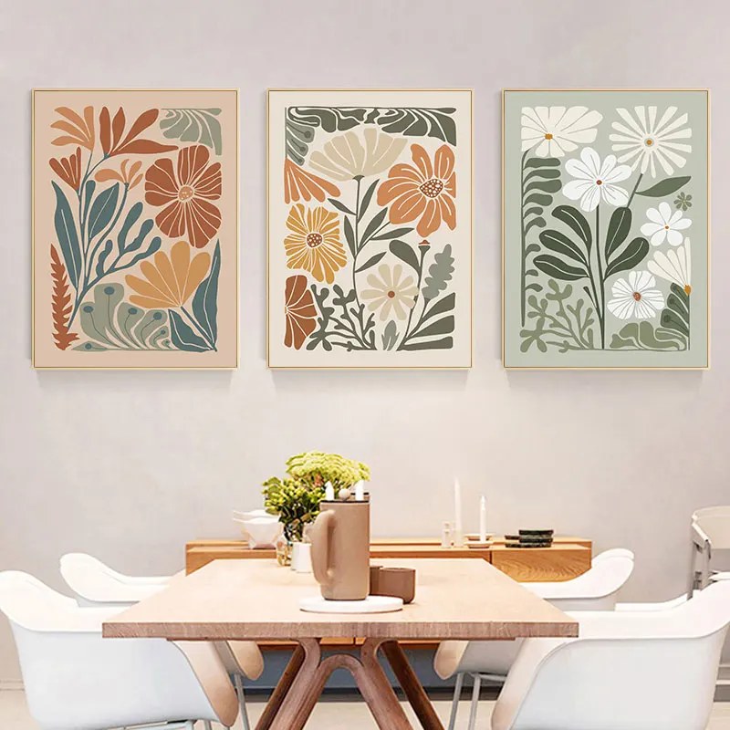 Fashion Colorful Floral Design Canvas Painting Prints Abstract Flowers Wall Decorative Poster Simple Home Decor Art Picture