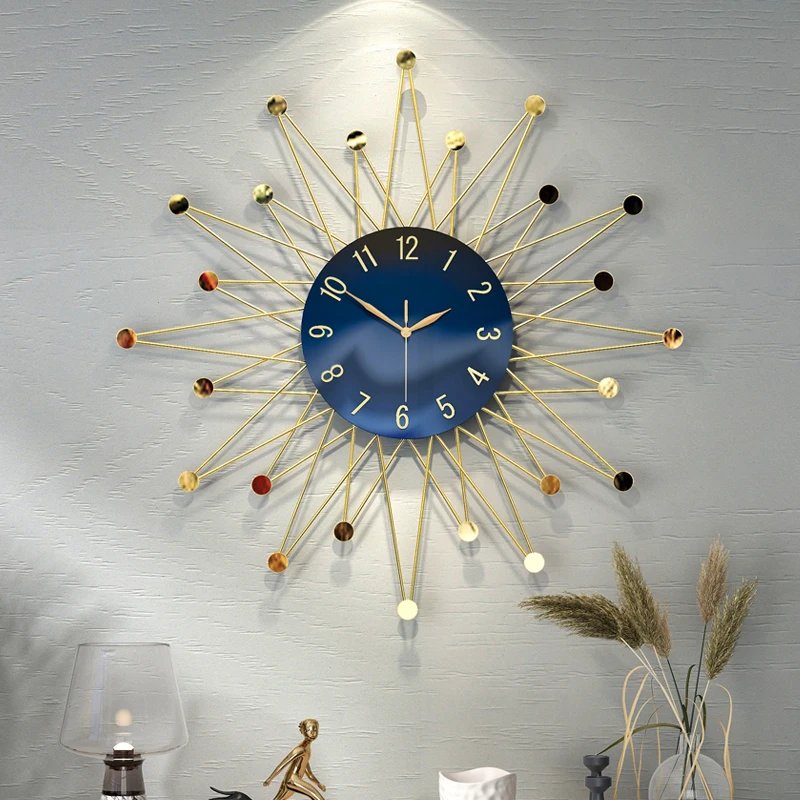 wall clock living room modern light luxury atmosphere home fashion hanging decoration quartz watch 70X70CM