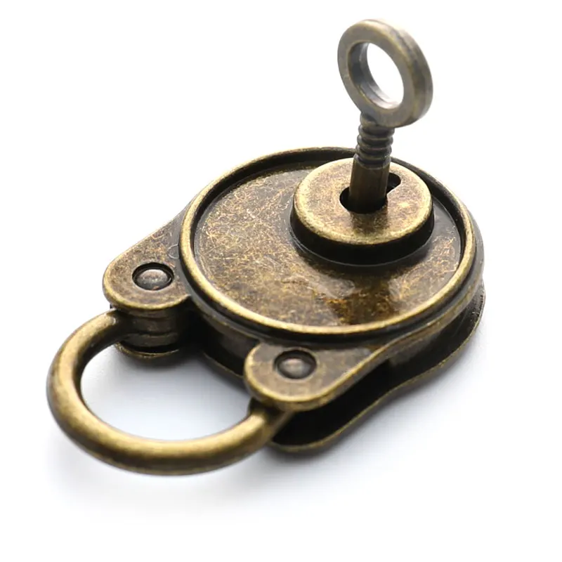 Hot Chinese Vintage Padlock Old Style Lock Notebook Luggage Belt Antique Bronze Plated Padlock With Key Suitcase Locks Hardware