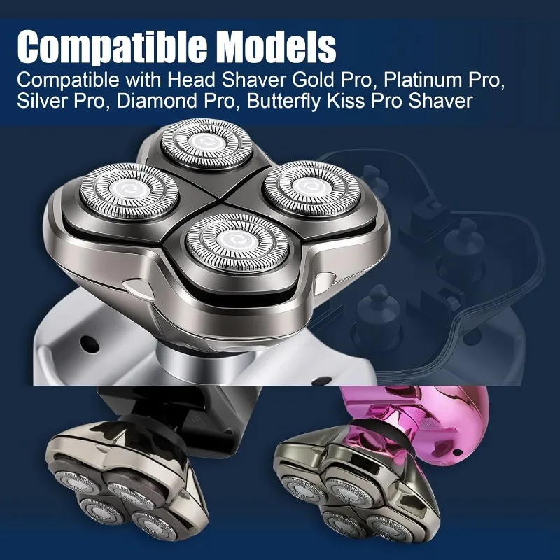 Pro 4 Shaver Head Replacement Compatible with Skull Pitbull, Butterfly Kiss Pro & Palm Shavers Washable for Wet & Dry Shaving
