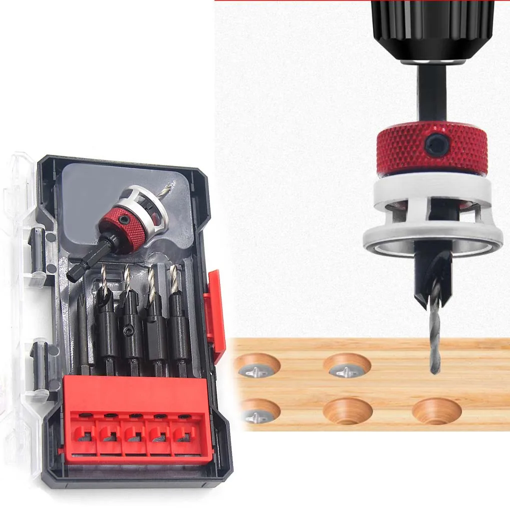 Carbide Tipped Countersink Drill Bit Set 1/4 Hex Shank For Wood Plastic MDF Gypsum Board Hole Making Power Tool Accessories