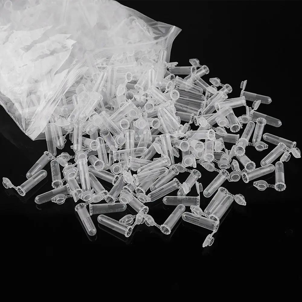 500Pcs Plastic Vials Tube Sample Transparent Microcentrifuge Tubes 2ml Storage Container Fragrance, Beads, Liquid