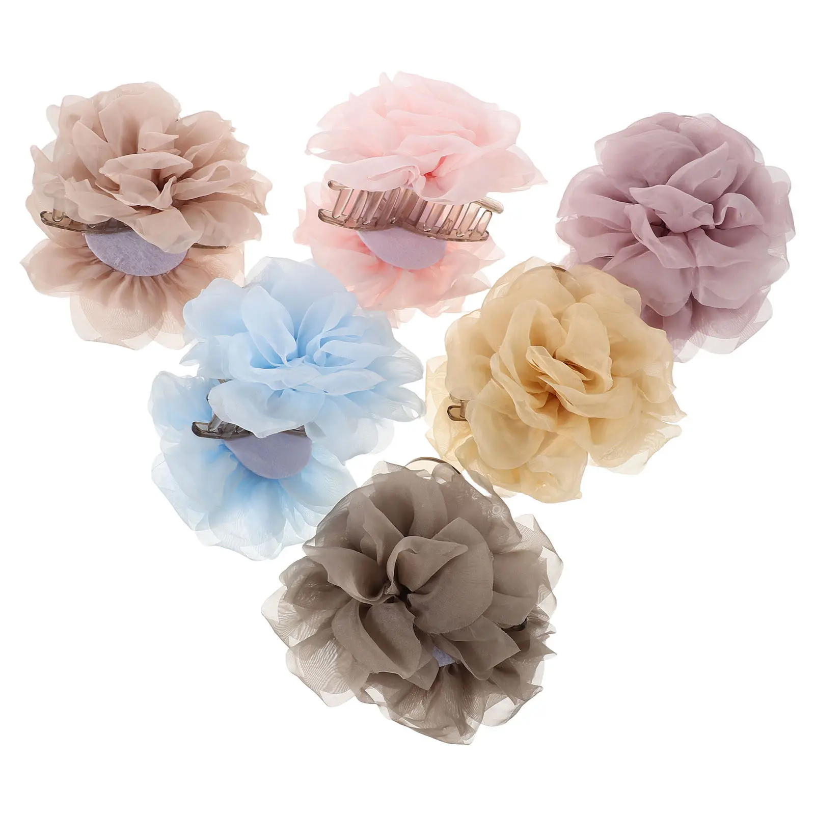 

6Pcs Floral Hair Clips for Women - Mountain Flower Claw Clips in Yellow Gray Purple Pink Apricot Lake Blue Light Pink