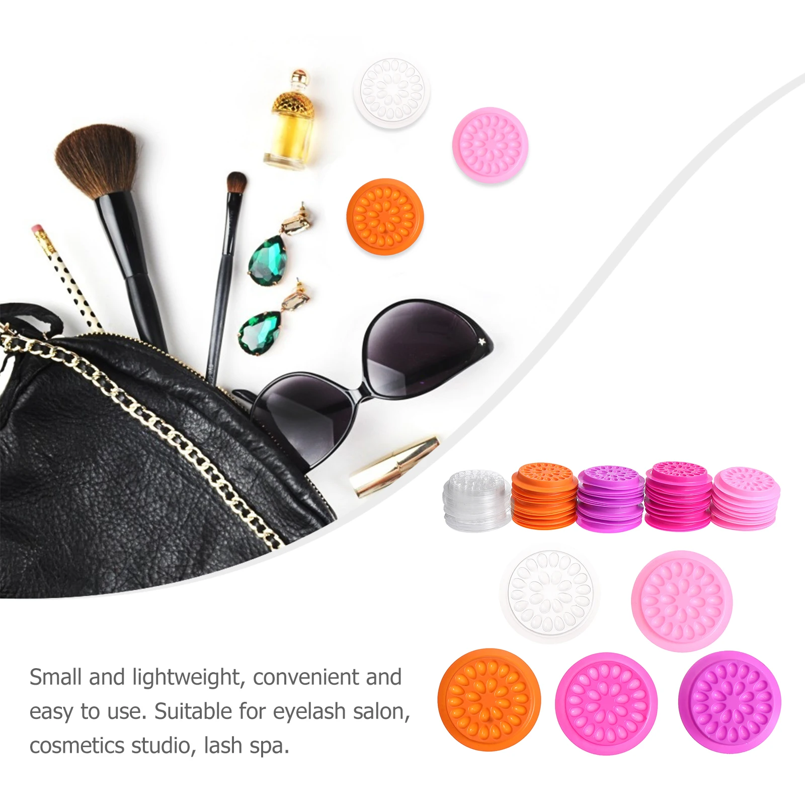 100 قطعة شكل زهرة رمش تمديد حامل الغراء حاوية الغراء علبة بلاستيكية خفيفة الوزن لاستخدام تمديد الرموش كاذبة #6