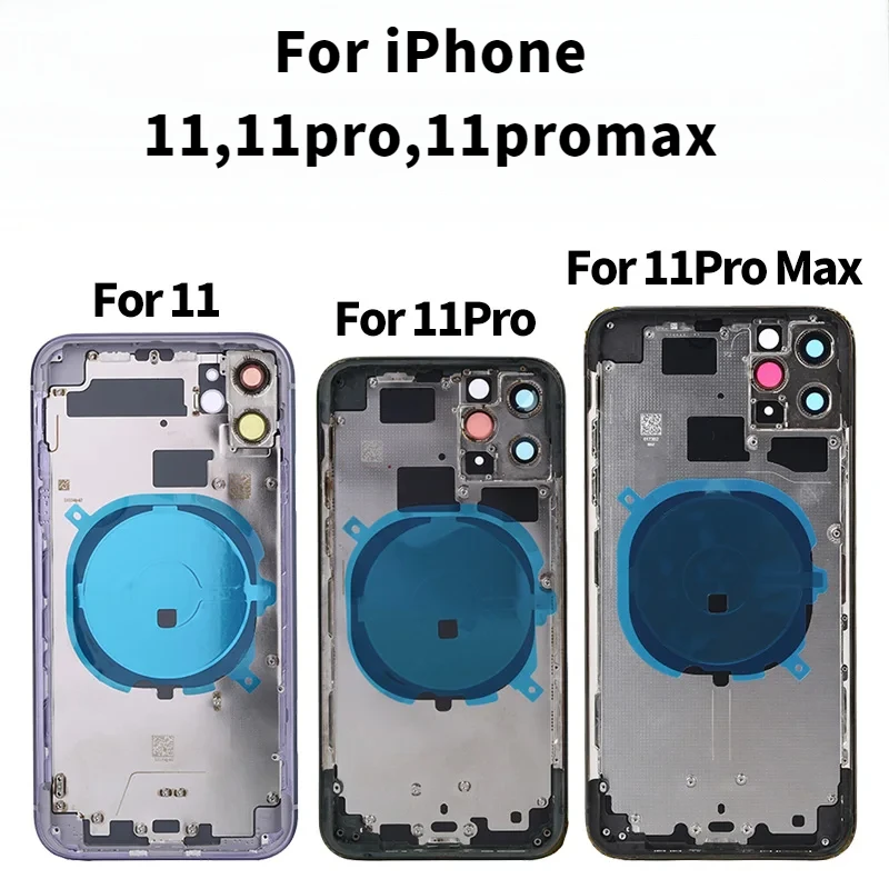 back Housing For iPhone 11 Pro Max Battery Door Glass with Middle Chassis Frame SIM Tray Side Key Parts