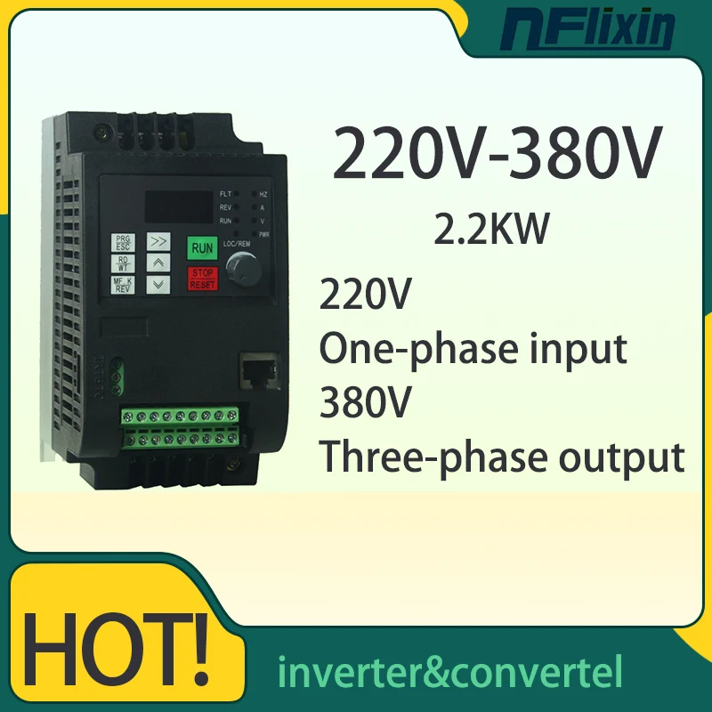 2.2KW/4KW/5.5kw/7.5kw/11KW 220V to 380V VFD AC Frequency Inverter Single Phase Input 3 Phase Output Drives Frequency Converter