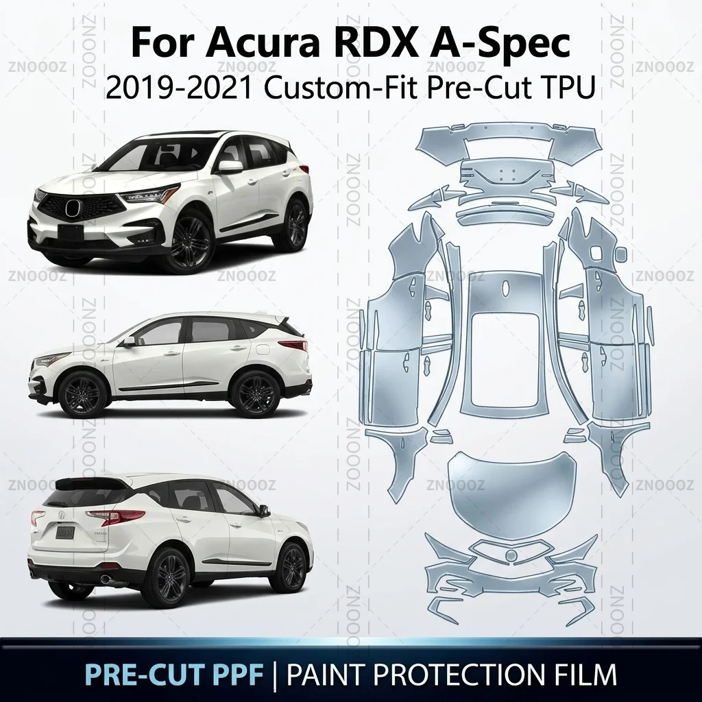 For Acura RDX A-Spec (TC1) 2019-2021 Custom-Fit Pre-Cut TPU PPF Paint Protection Full Vehicle Glossy Clear Matte Black