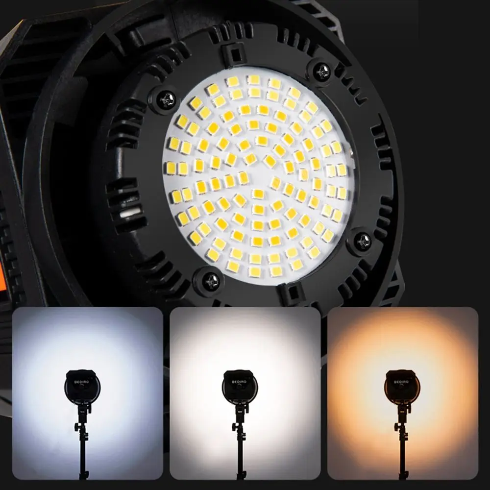 New 100W Studio Flash Light 6500K Bowens Mount LED Modeling Lamp Angle Adjust Strobe Light for Product