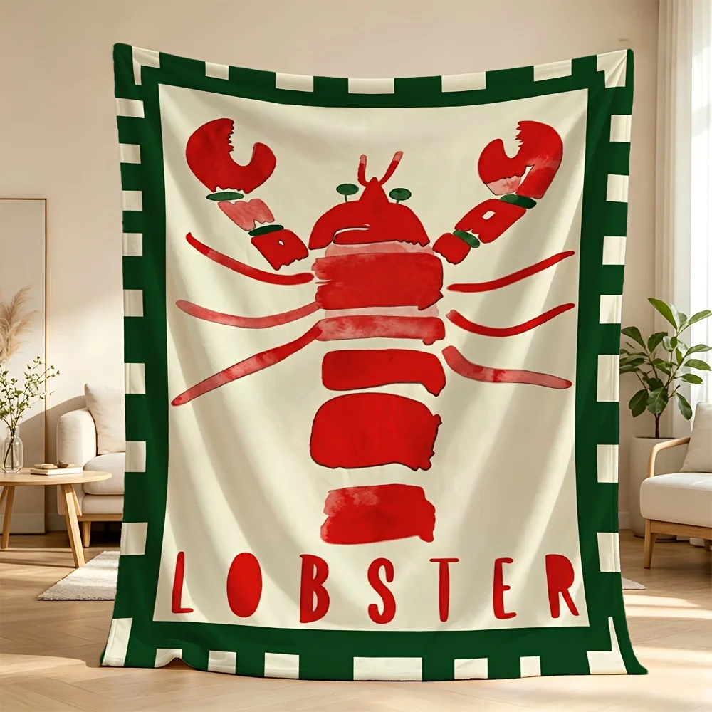 Decorative Large Lobster Throw Blanket Tapestry 150x200cm Red Seafood Beach Coastal Decor Couch Throw Plush Home Gift