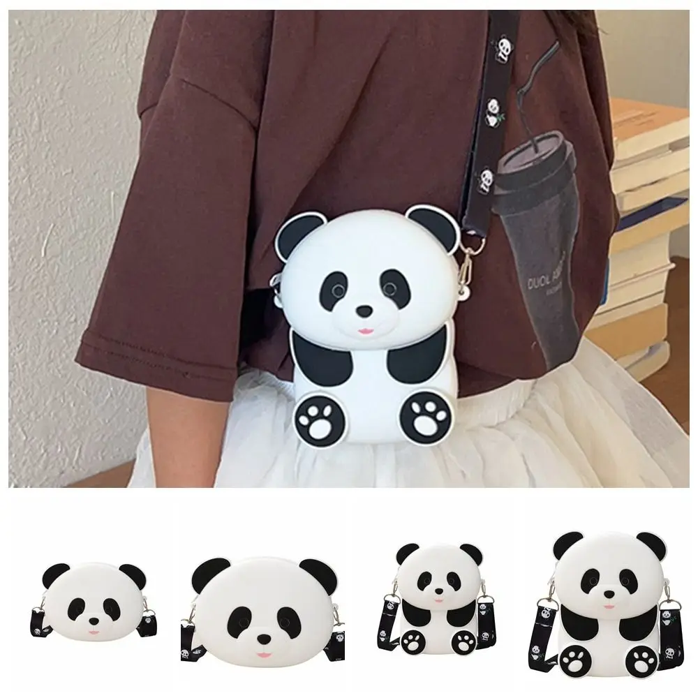 Cute Cartoon Panda Crossbody Bag Animal Multifunctional Panda Silicone Bag Wallet Card Holder Cartoon Coin Purse Travel