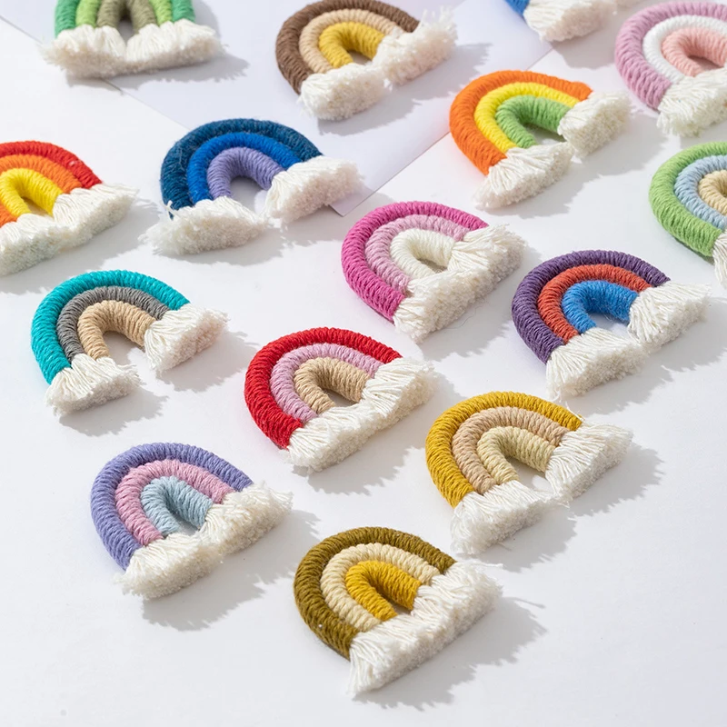 6Pcs/Set Colorful Rainbow Handmade Weaving Tassel Strong Magnetic Fridge Magnets for Home Kitchen Refrigerator Party DIY Decor