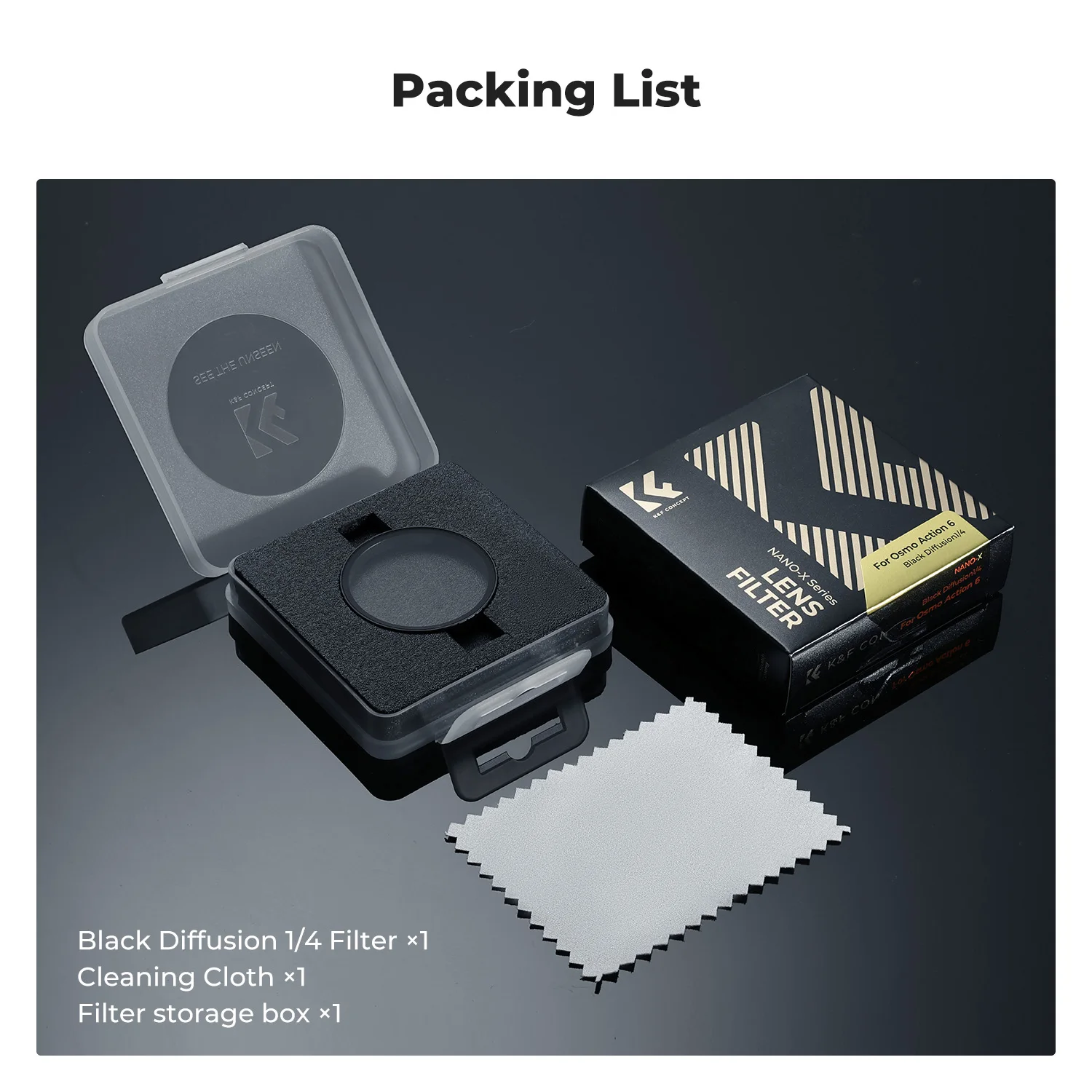 K&F CONCEPT Snap On CPL ND8 ND16 ND32 ND64 Schwarzdiffusionsfilter 1/4 Filterset für DJI Osmo Action 6 HD optisches Glas Mehrfac – Detail 10