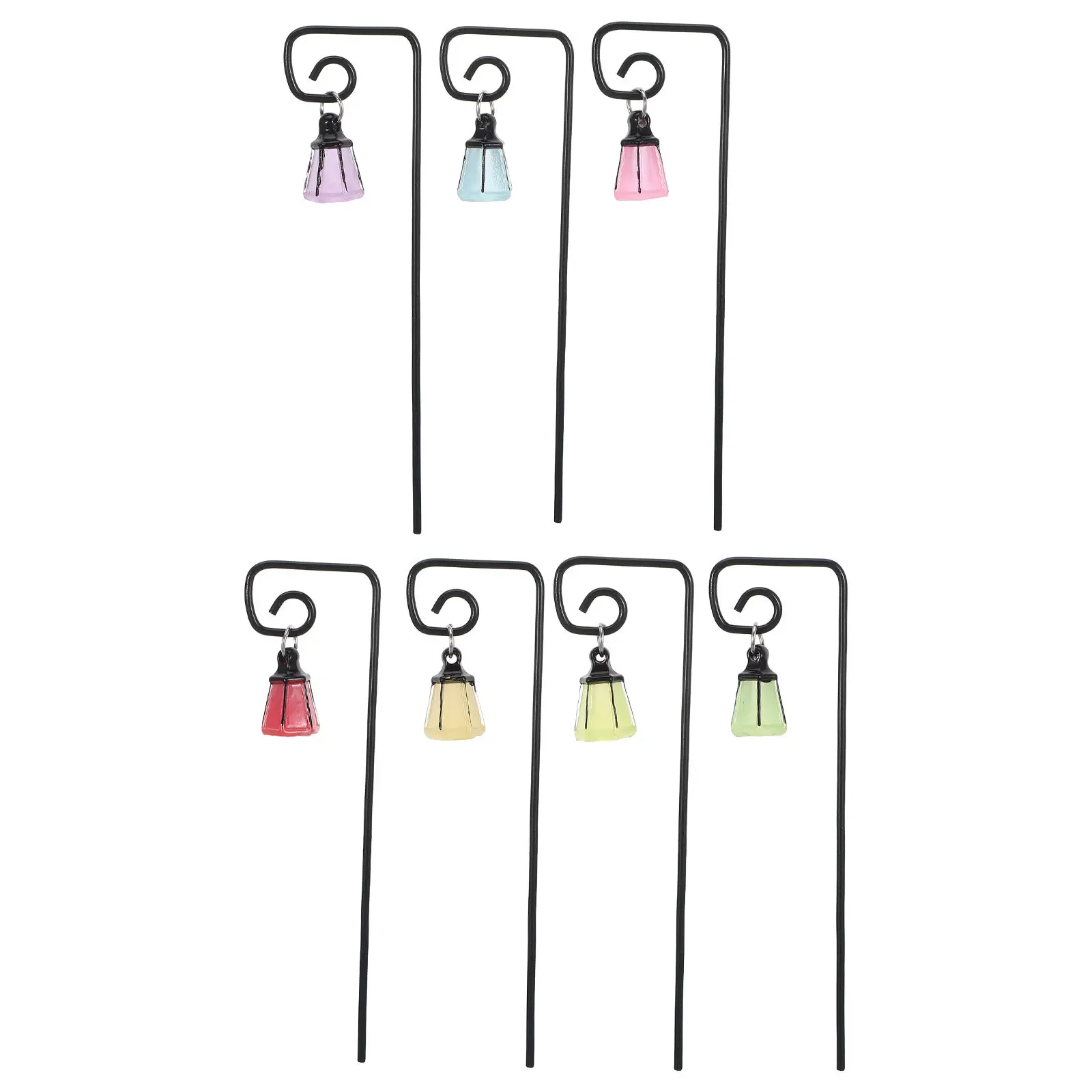 7Pcs Glow in The Dark Miniature Lantern Stakes for Fairy Garden Succulent Pot Lantern Terrarium Fairy Light Micro Landscape