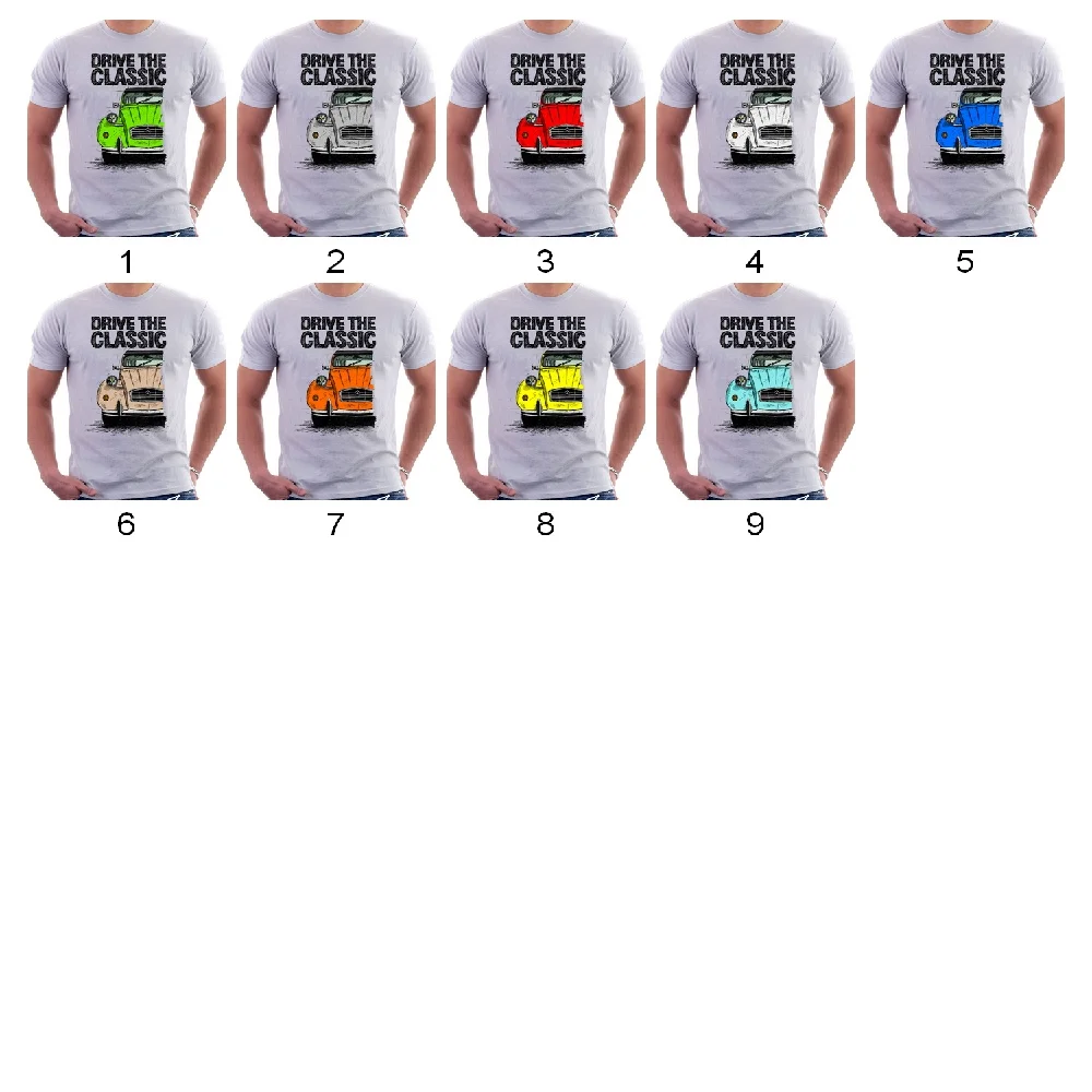 

Drive The Classic Cit,roen 2CV 00007245#A Men's and Women's Short-Sleeved Car Lovers T-shirt with Painting Style Patterns for Su