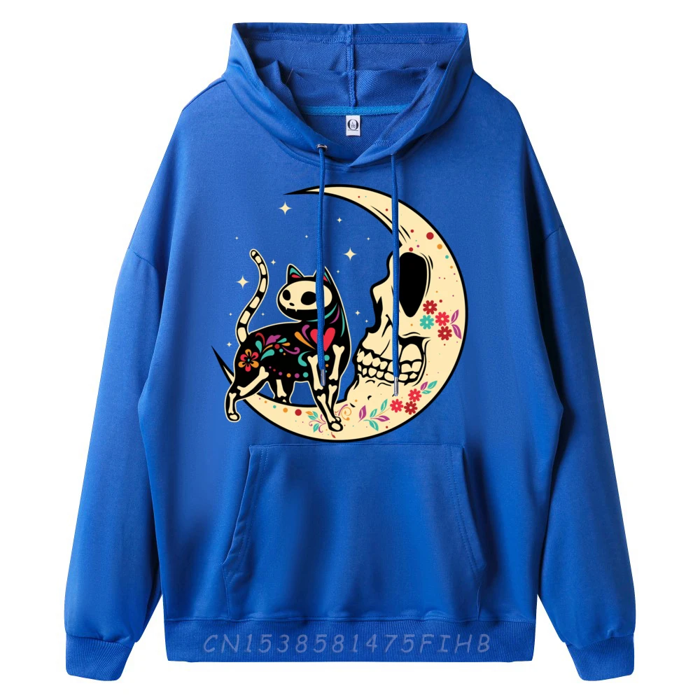 Cat Moon Mexican Souls Day Of Dead Dia De Los Muertos Floral Mens Designer Hoodies Shirts For Men Vegan