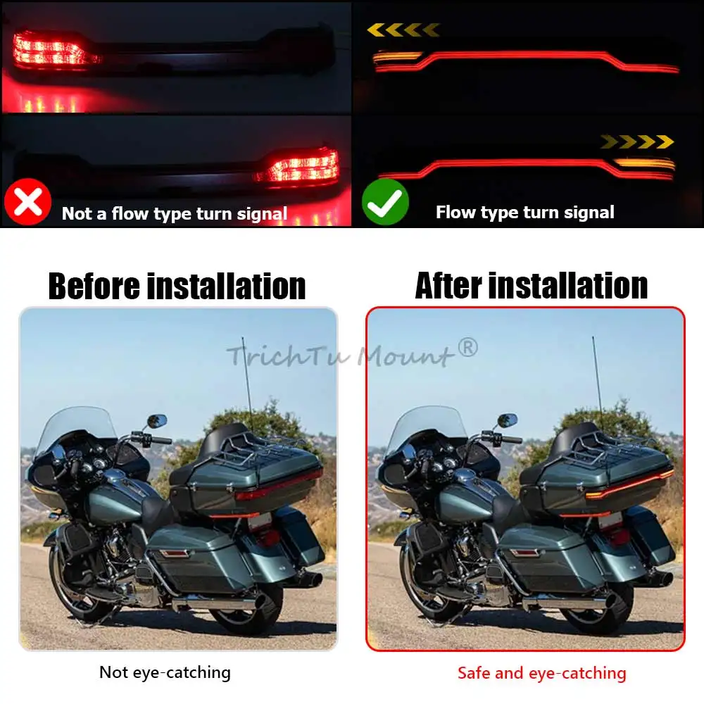 For Harley Touring Road Electra Glide Ultra 2014+ Motorcycle Tour-Pak King Rear Lamp Tour Pack Brake LED Turn Signal Tail Light