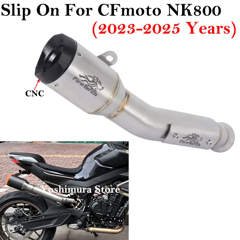

Slip On For CFMOTO NK800 2023 - 2025 Motorcycle Exhaust Systems Stainless Steel Link Pipe Escape Muffler CNC Heat Shield Cover