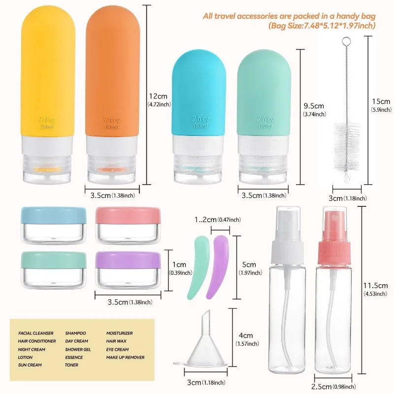 Leak Proof Travel Bottles Set Portable Refillable Empty Liquid Containers For Shampoo Conditioner Lotion Cosmetic Toiletries - view 4