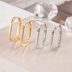 Simple Geometry 925 Sterling Silver Ear Buckle For Women Fashion Unique Zircon Earrings Lady Versatile Jewelry KOFSAC