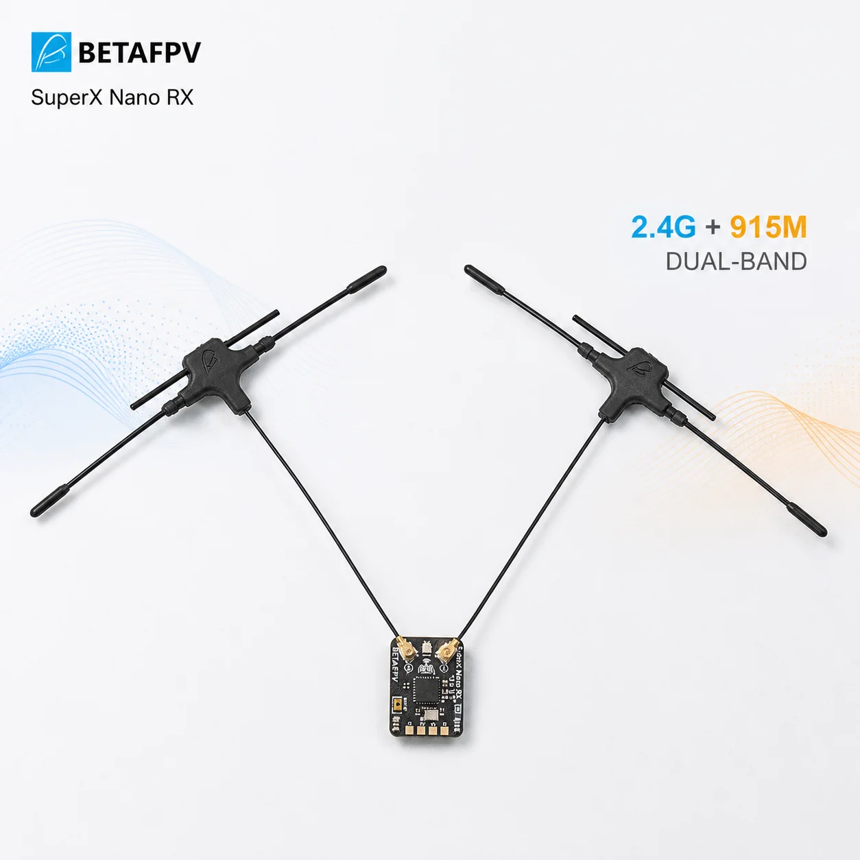 BETAFPV SuperX Nano ExpressLRS Receiver 2.4G 915M Dual LR1121 ESP32-C3 FSK Up To 1000Hz For 5 Inch FPV Freestyle Drone Build RX