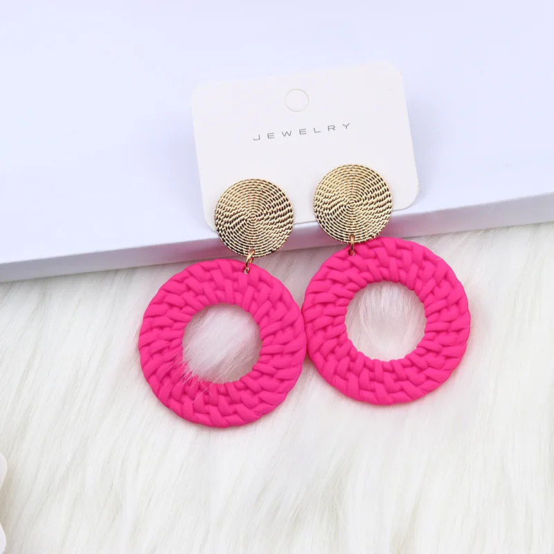 Korean Round Candy Color Acrylic Clip Earrings for Women 11 Color Cute Round No Piercing Earrings Circle Jewelry