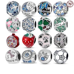 26 Style 925 Sterling Silver Devil's Eye Sun Star Moon Round Bead Paw Charm Fit Original Bracelets DIY Jewelry Making Gifts
