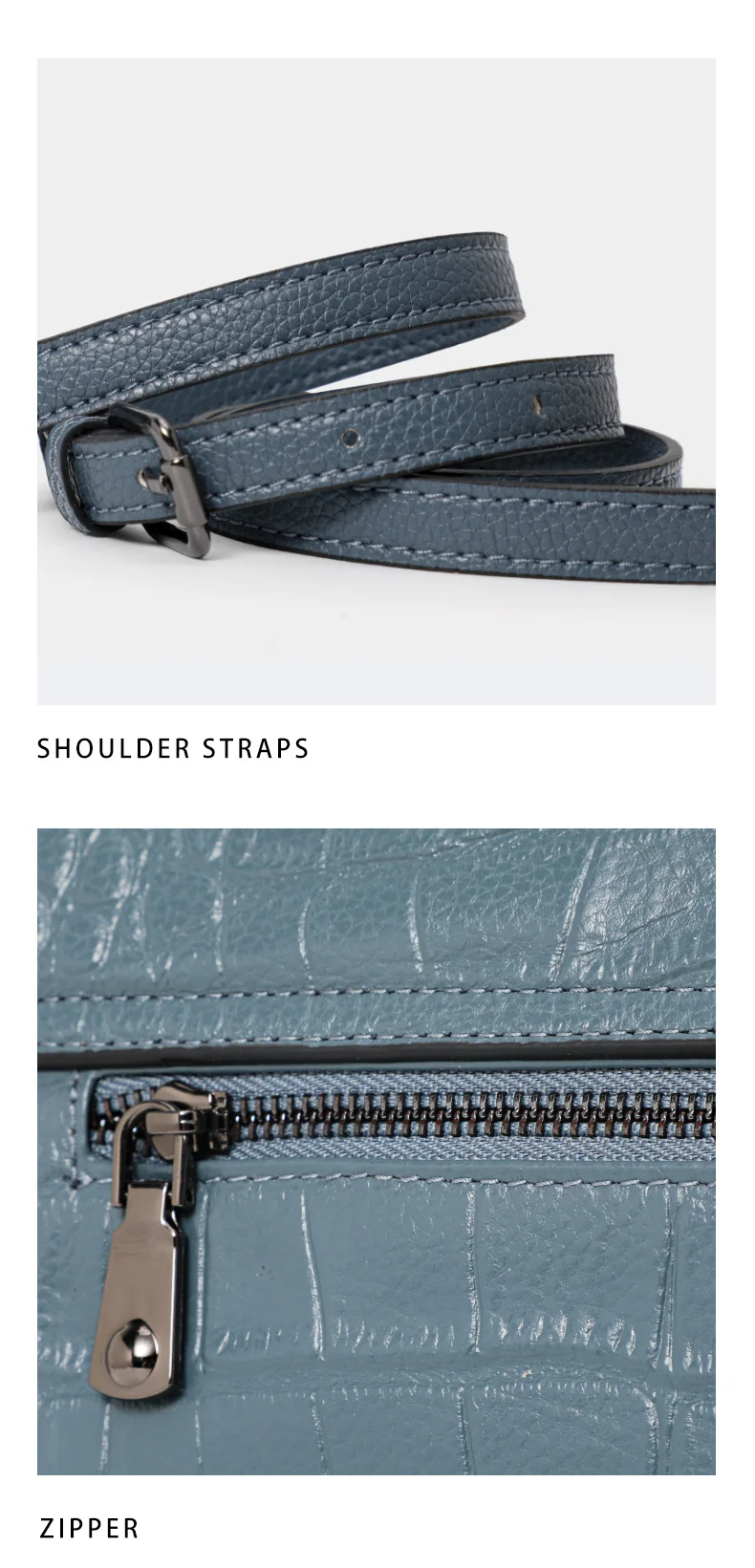 Aidrani Damenhandtasche aus echtem Rindsleder mit Krokodilmuster, Klappdeckel, große Kapazität, stilvolle Umhängetasche. – Detail 12