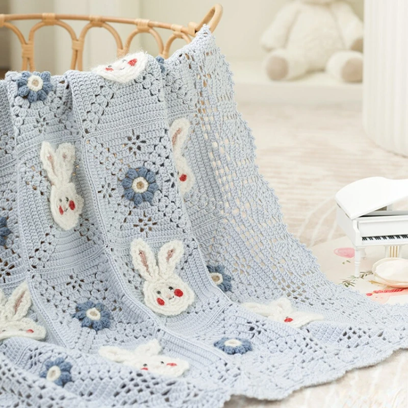 

Susan's Family DIY Crochet Blanket Kit Plush Rabbit Patchwork Blanket Material Package Knitting and Crochet Kit