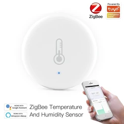 Tuya Zigbee Smart Temperature Humidity Sensor Battery Power Indoor Outdoor Hygrometer Thermometer Detector Home Security Alexa