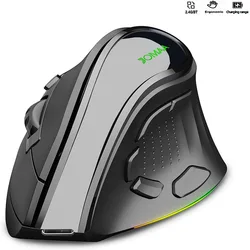 9 Buttons RGB Backlit Ergonomic Vertical Wireless Mouse 4000 DPI BT Dual Modes Rechargeable Wireless Silent Mouse for Desktop