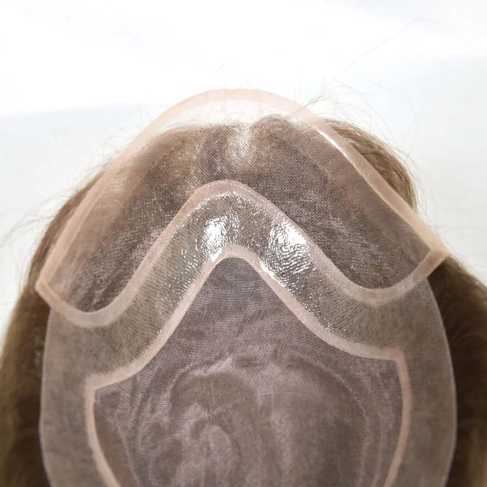 قاعدة قبعة HW طلب مخصص 100% شعر مستعار بشري للرجال نظام استبدال الشعر الأمامي من الدانتيل