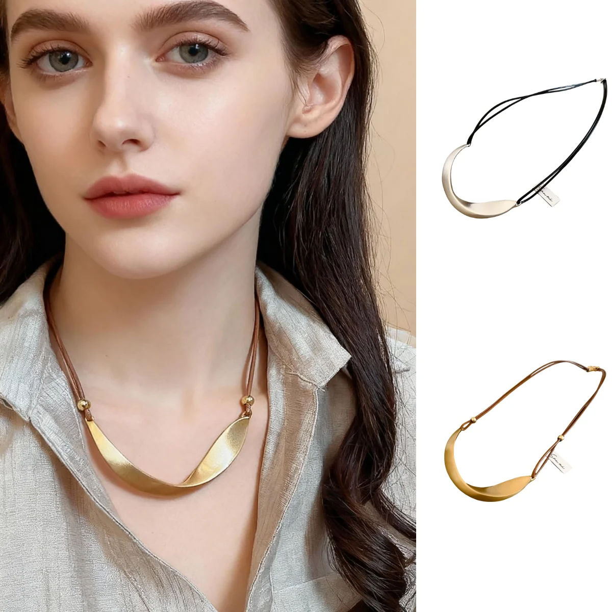 

Asymmetrical Pendant Necklace Minimalist Choker Necklace Niche Trend Collar Bone Chain Effortlessly Chic Luxury-Inspired Gift