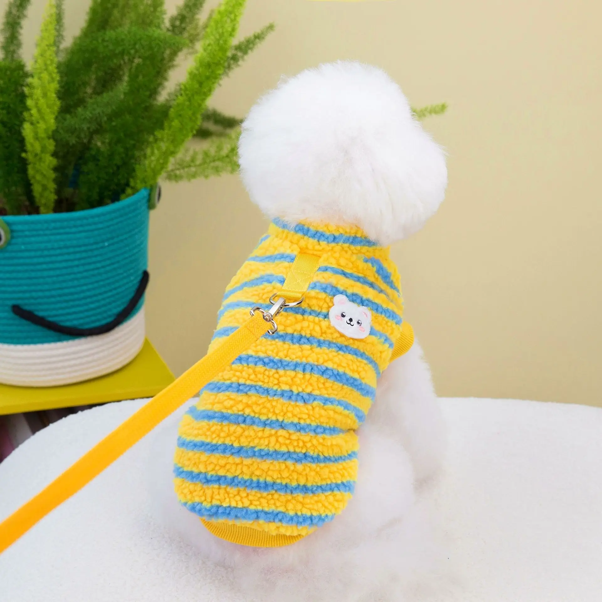 New Lamb Plush Dog Sweater Autumn Winter Puppy Jacket Striped Clothes Vest For Small Pet Cat Dog(S-XXL)