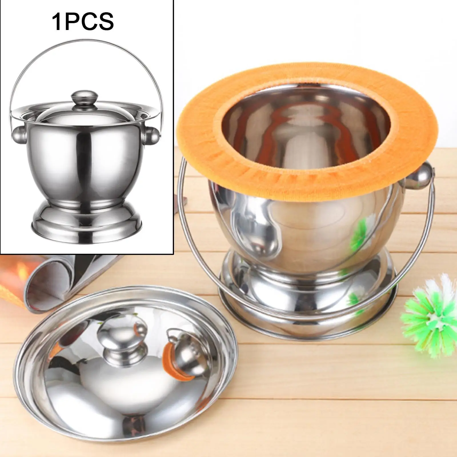 Stainless Steel Spittoon with Lid Handle Bedpan Urine Pot Bedside Urinal Chamber Bucket for Home Use Children Elder Adults Child