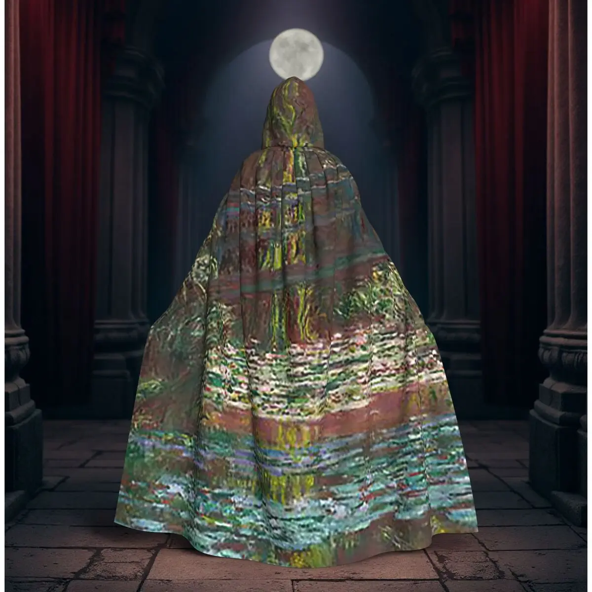 

Claude Monet - Water Lily Pond Long Hooded Cloak Witch Medieval Costume Cosplay Cape HalloweenVampire Adult Unisex