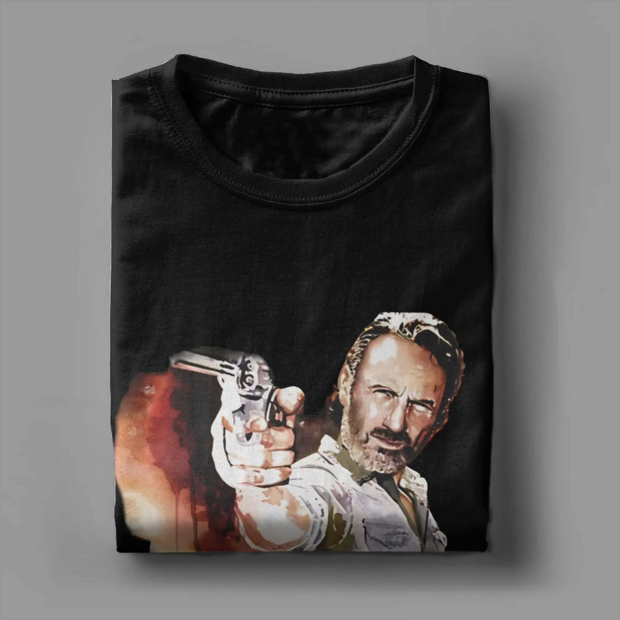 Casual T Shirt Beach R-Ricks Grimes Quotes Novelty T-Shirts The Walking Dead Cotton Tee Shirt for Male Funny Short Sleeve Tops - view 4