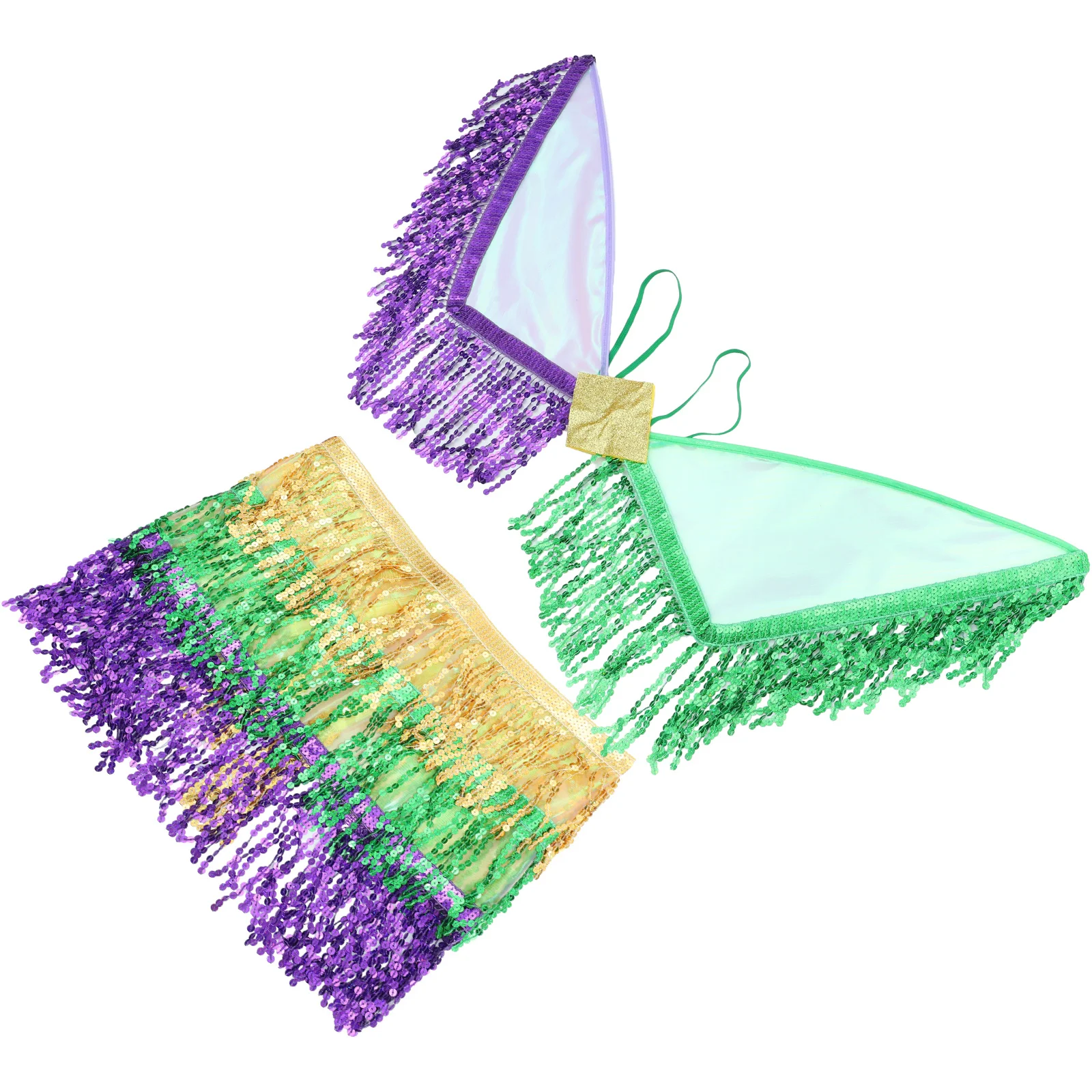 

1Set Belly Dancing Hip Scarf Sequined Waist Belt Wing Prop for Women Dance Skirt Stage Performance Costume Accessory