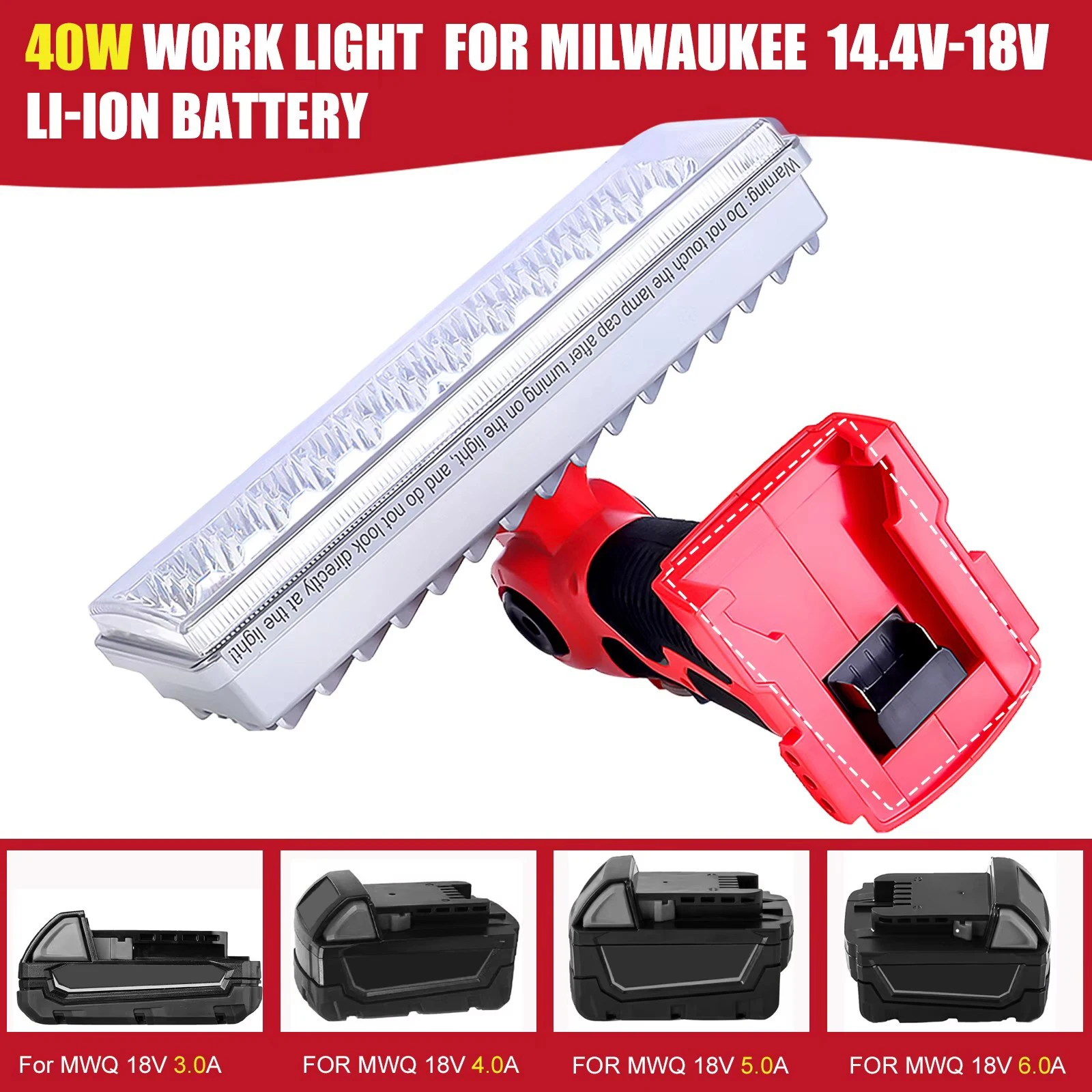 4200LM LED Work Light 40W 3 Gears Outdoor USB Portable Emergency Tool Light Flashlight For Milwaukee/Makita 14.4V-18V Battery