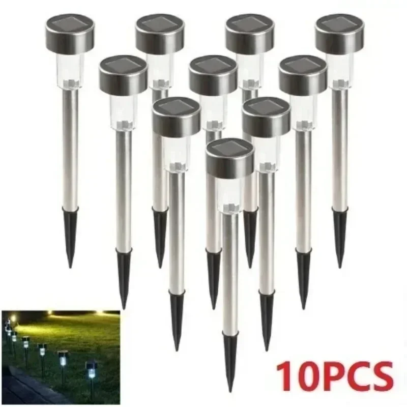 10Pcs New High Quality White LED Lawn Light Lamp Solar Outdoor for Courtyard Walkway Garden Landscape Lights Lighting