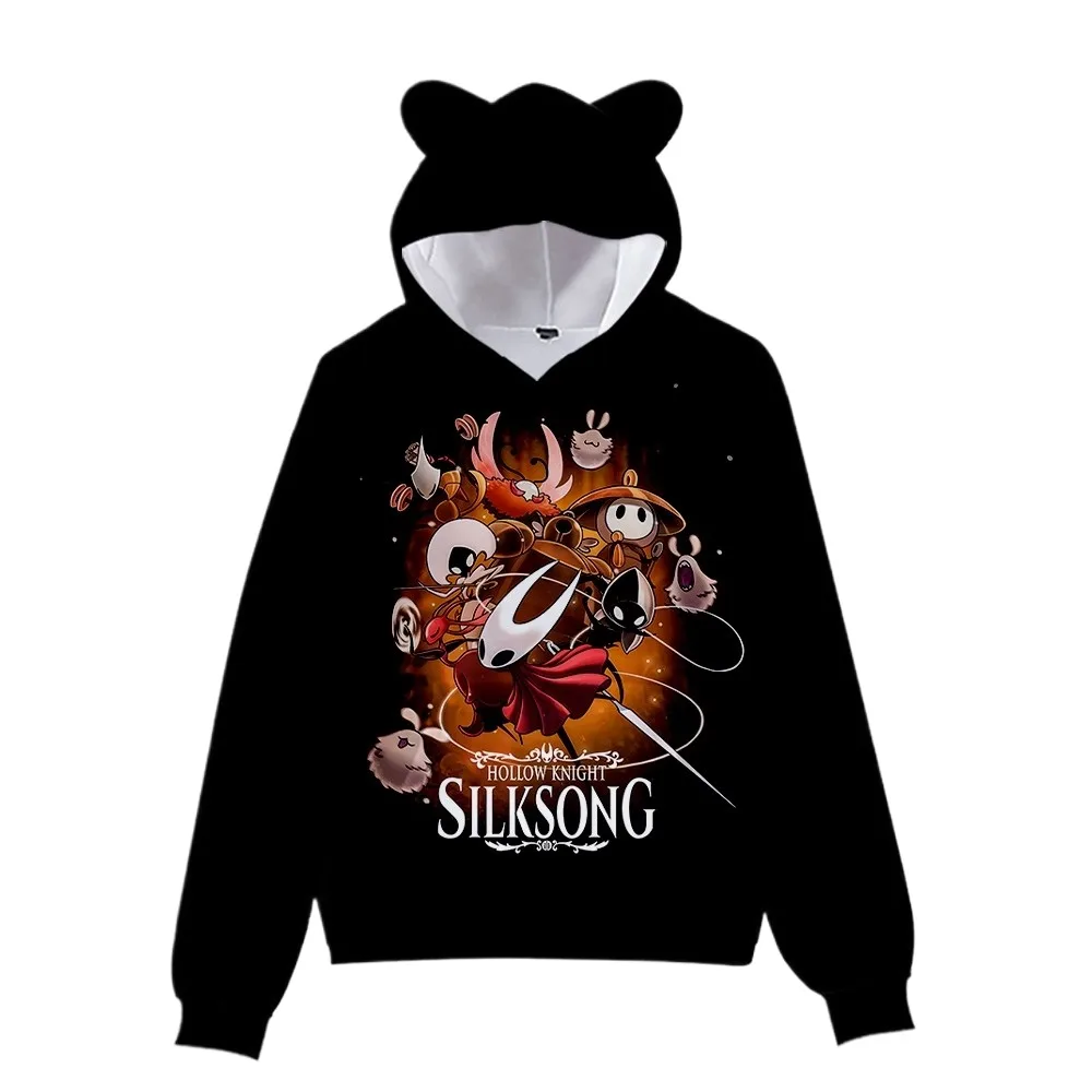 كنزات هولو نايت سيلكسونغ بغطاء للرأس ثلاثية الأبعاد مطبوعة آذان القط 2025 جديد أنيمي موضة هوديس بنين بنات أطفال بلوفرات للجنسين #2