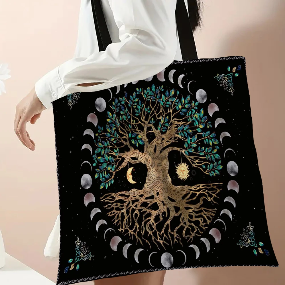 High Definition Digital Tree Life Pattern Tote Bag Mythology Reusable Shopper Bag For Men And Women Shopping Bags