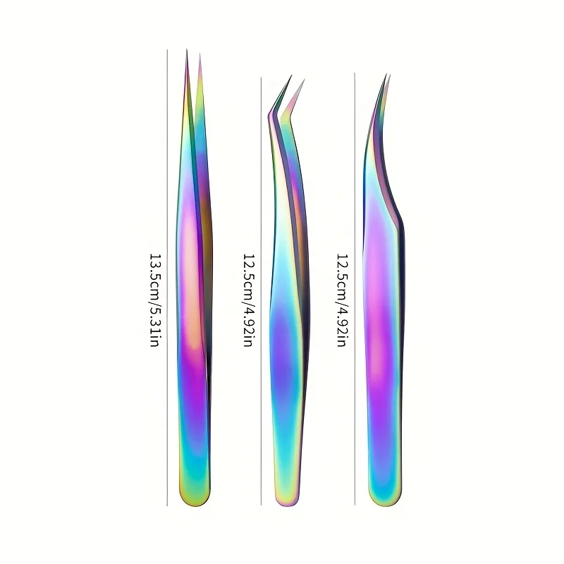 Set de 3 pinzas de acero inoxidable para pestañas, herramienta de maquillaje multifuncional, pinzas para pestañas, pinzas para depilar, pinzas puntiagudas 5