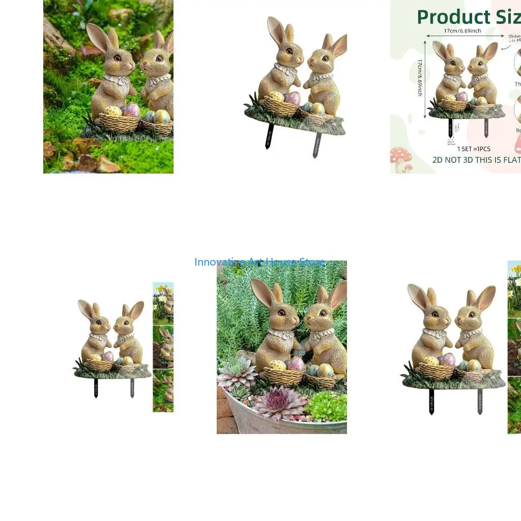 E1PC Waterproof Rabbit Eggs Sign Acrylic Easter Garden Insert Decoration for Home Use