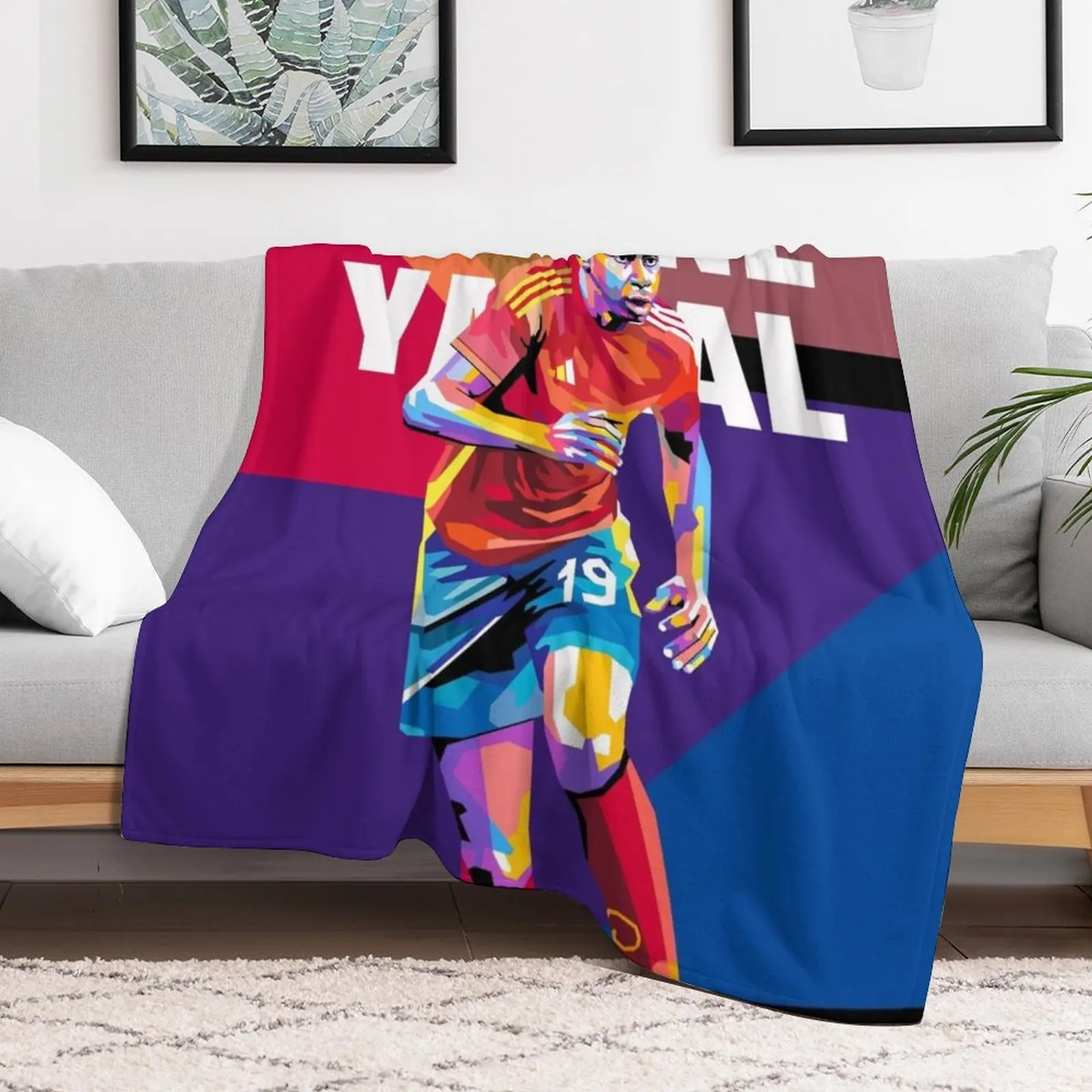 Lamine Yamal in WPAP Pop Art Throw Blanket Furrys Bed linens Blankets