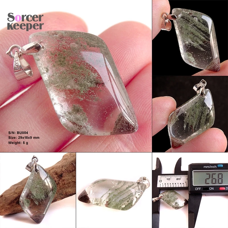 Men's Jewelry Natural Ghost Phantom Quartz Crystal Stone Specimen Healing Pendant Gem stone Home Decor DIY Crafts Material BU004