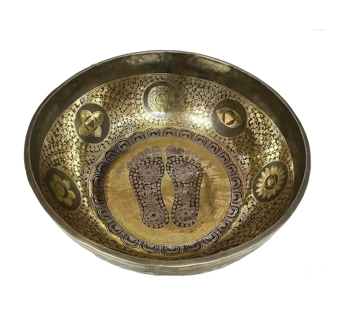 Large Size Metal Singing Bowl Round Healing Meditation Music Bowl Yoga Therapy Buddha Bowl.