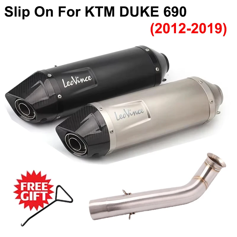 

Slip On For KTM DUKE 690 KTM690 2012 - 2019 2020 Motorcycle Exhaust Escape Modified 51MM Mid Link Pipe Carbon Mufller DB Killer